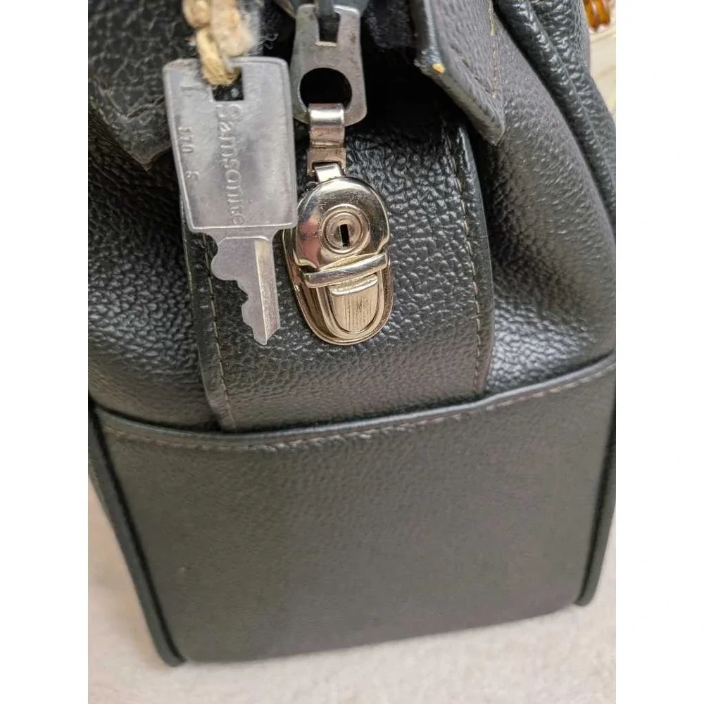 Samsonite Black Pebbled Faux Leather Briefcase Satchel With Lock Key‎